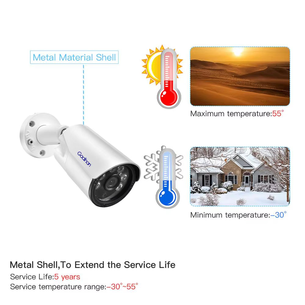 Audio IP Camera 4K 8MP H.265+ 5MP 4MP Outdoor Street Bullet CCTV for POE NVR System Security Surveillance IR Metal Camera POE
