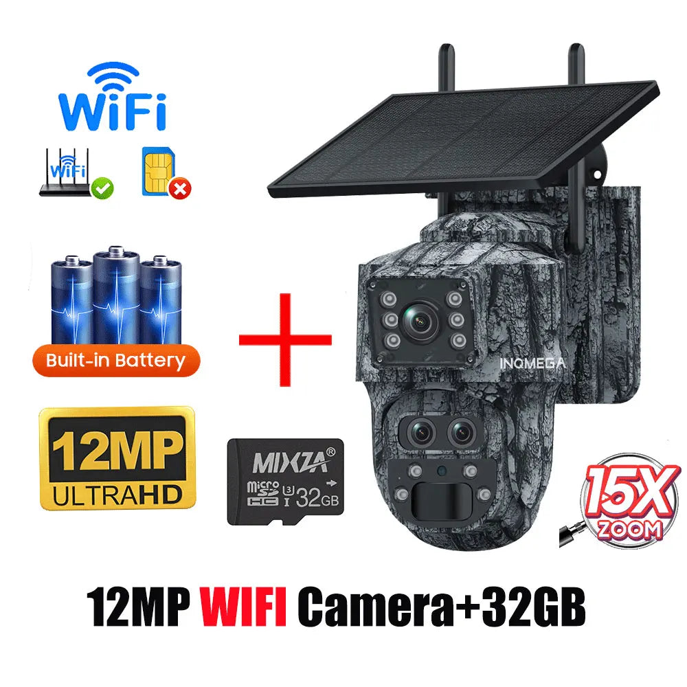 5MP 4MP WIFI Wireless PTZ Solar Camera 4G SIM with Solar Panel Two Way Audio Security Protection CCTV Camera Battery Cam