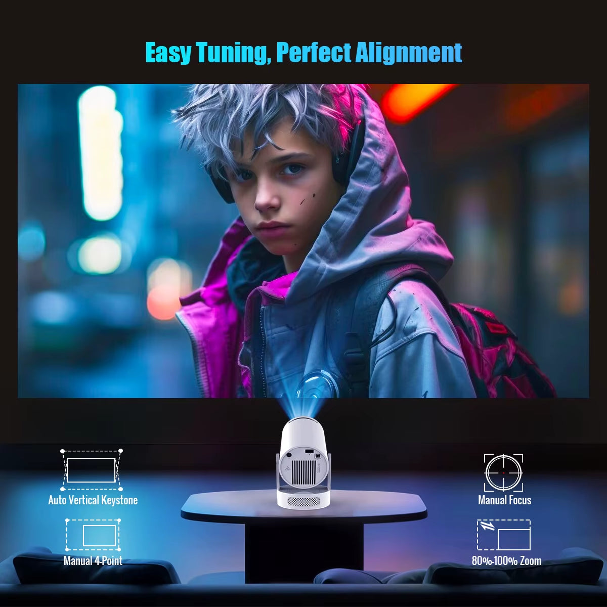 Magcubic Projector Android 11 4K 1280*720P HY300 Pro + Dual Wifi 290ANSI 180°Flexible BT5.0 Cinema Outdoor Portable Projector