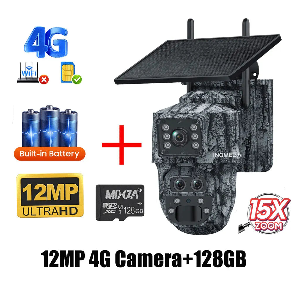 5MP 4MP WIFI Wireless PTZ Solar Camera 4G SIM with Solar Panel Two Way Audio Security Protection CCTV Camera Battery Cam