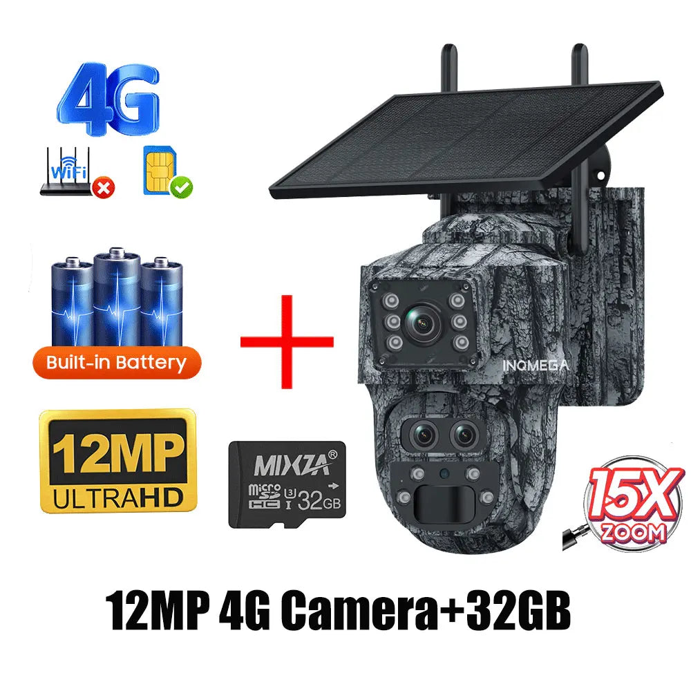 5MP 4MP WIFI Wireless PTZ Solar Camera 4G SIM with Solar Panel Two Way Audio Security Protection CCTV Camera Battery Cam