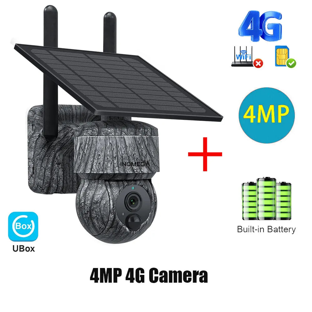 5MP 4MP WIFI Wireless PTZ Solar Camera 4G SIM with Solar Panel Two Way Audio Security Protection CCTV Camera Battery Cam