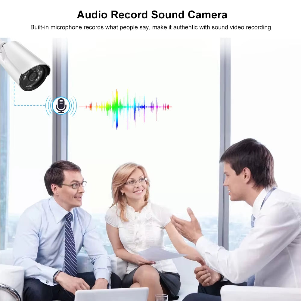 Audio IP Camera 4K 8MP H.265+ 5MP 4MP Outdoor Street Bullet CCTV for POE NVR System Security Surveillance IR Metal Camera POE