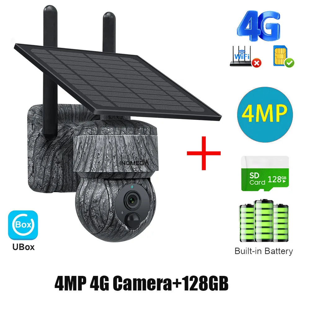 5MP 4MP WIFI Wireless PTZ Solar Camera 4G SIM with Solar Panel Two Way Audio Security Protection CCTV Camera Battery Cam