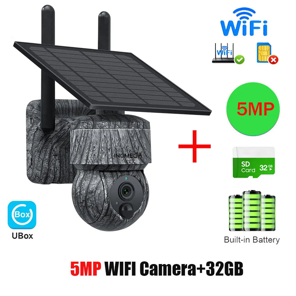 5MP 4MP WIFI Wireless PTZ Solar Camera 4G SIM with Solar Panel Two Way Audio Security Protection CCTV Camera Battery Cam