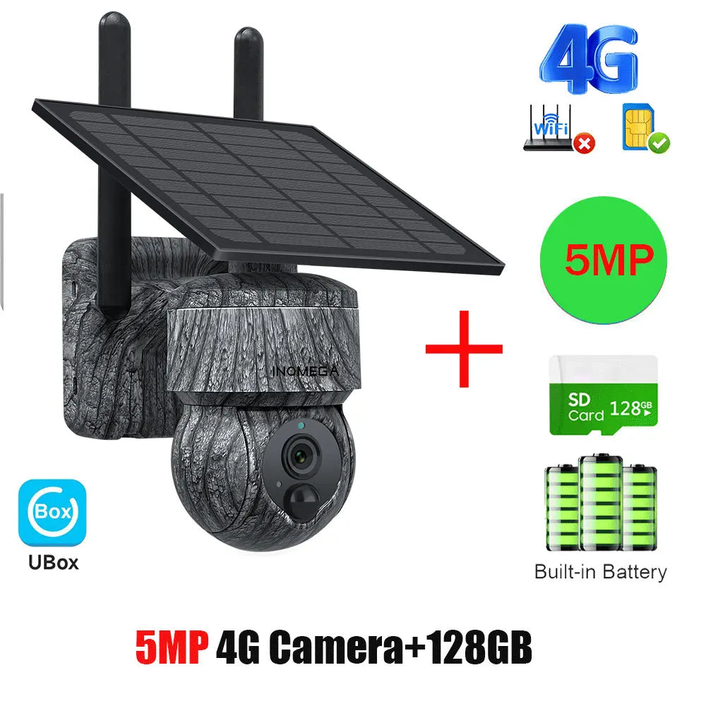 5MP 4MP WIFI Wireless PTZ Solar Camera 4G SIM with Solar Panel Two Way Audio Security Protection CCTV Camera Battery Cam