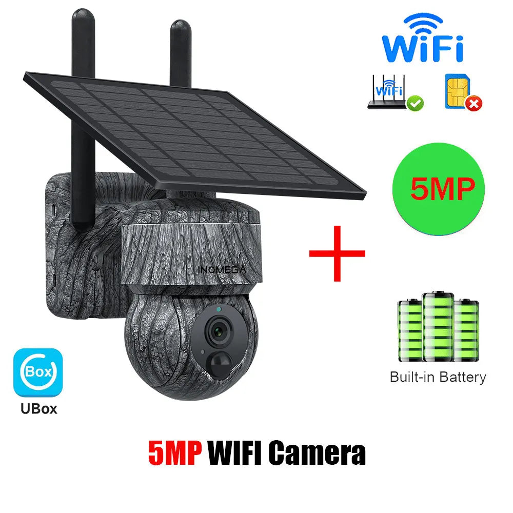 5MP 4MP WIFI Wireless PTZ Solar Camera 4G SIM with Solar Panel Two Way Audio Security Protection CCTV Camera Battery Cam