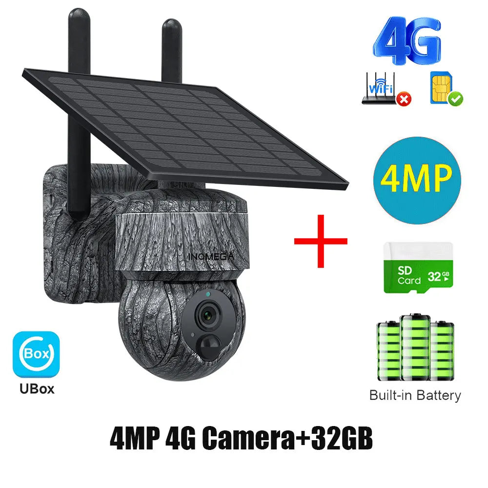 5MP 4MP WIFI Wireless PTZ Solar Camera 4G SIM with Solar Panel Two Way Audio Security Protection CCTV Camera Battery Cam