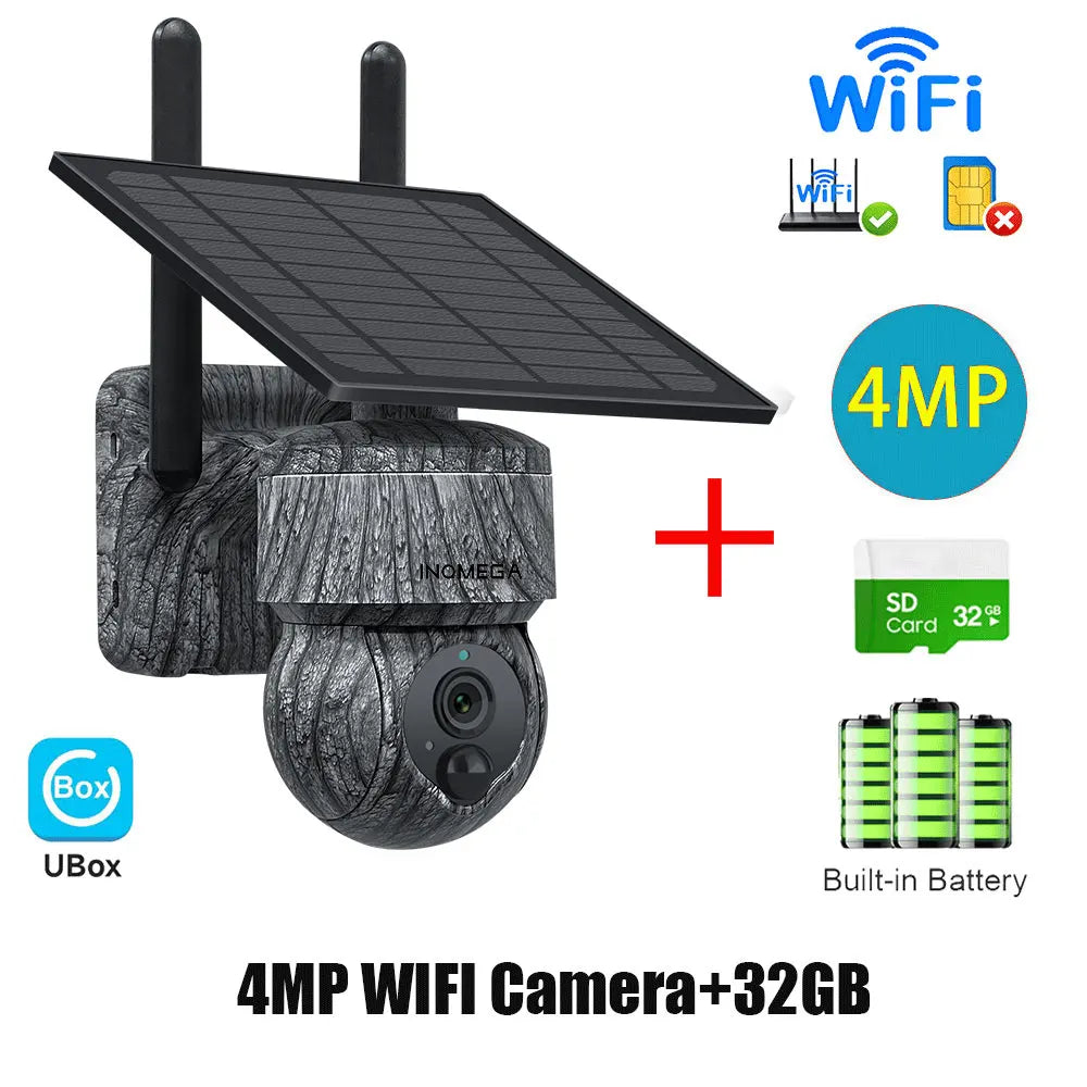 5MP 4MP WIFI Wireless PTZ Solar Camera 4G SIM with Solar Panel Two Way Audio Security Protection CCTV Camera Battery Cam